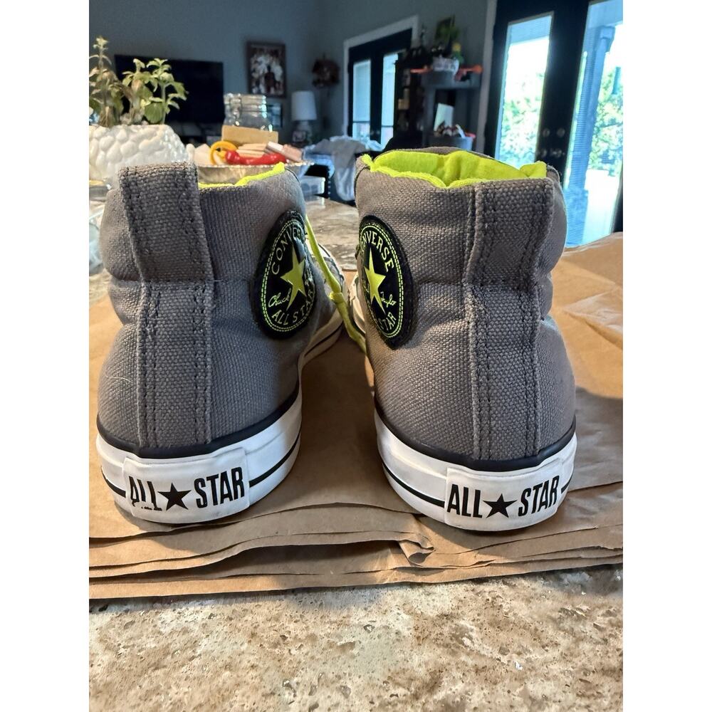 Mens Converse All Stars sz 7 grey neon green 3/4 Top‎  Chucks sneakers skater - Picture 7 of 13